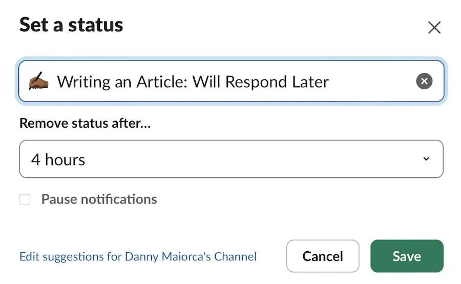 將您的寫作狀態設為 slack