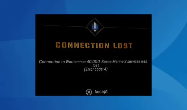 Código de error 4 de Space Marine 2: problema de conexión perdida resuelto