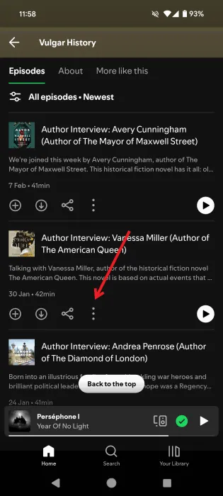 Appuyez sur l'option à trois points dans l'application Spotify sur Android.