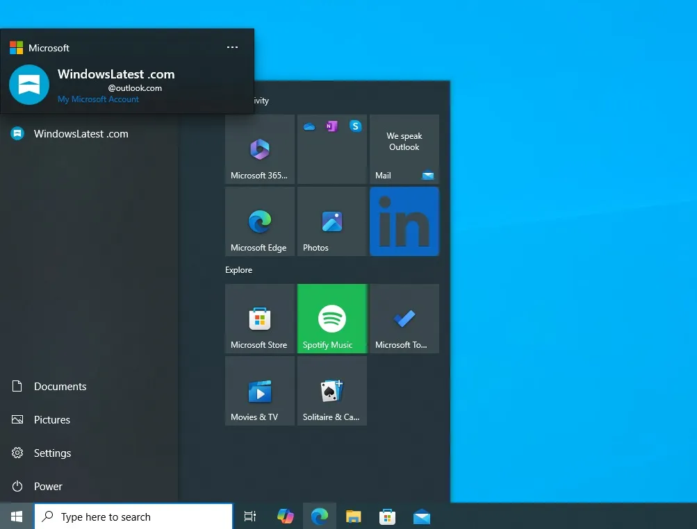 Startmenu met Microsoft Manager