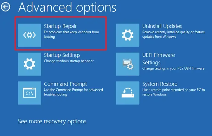 Startup Repair Windows