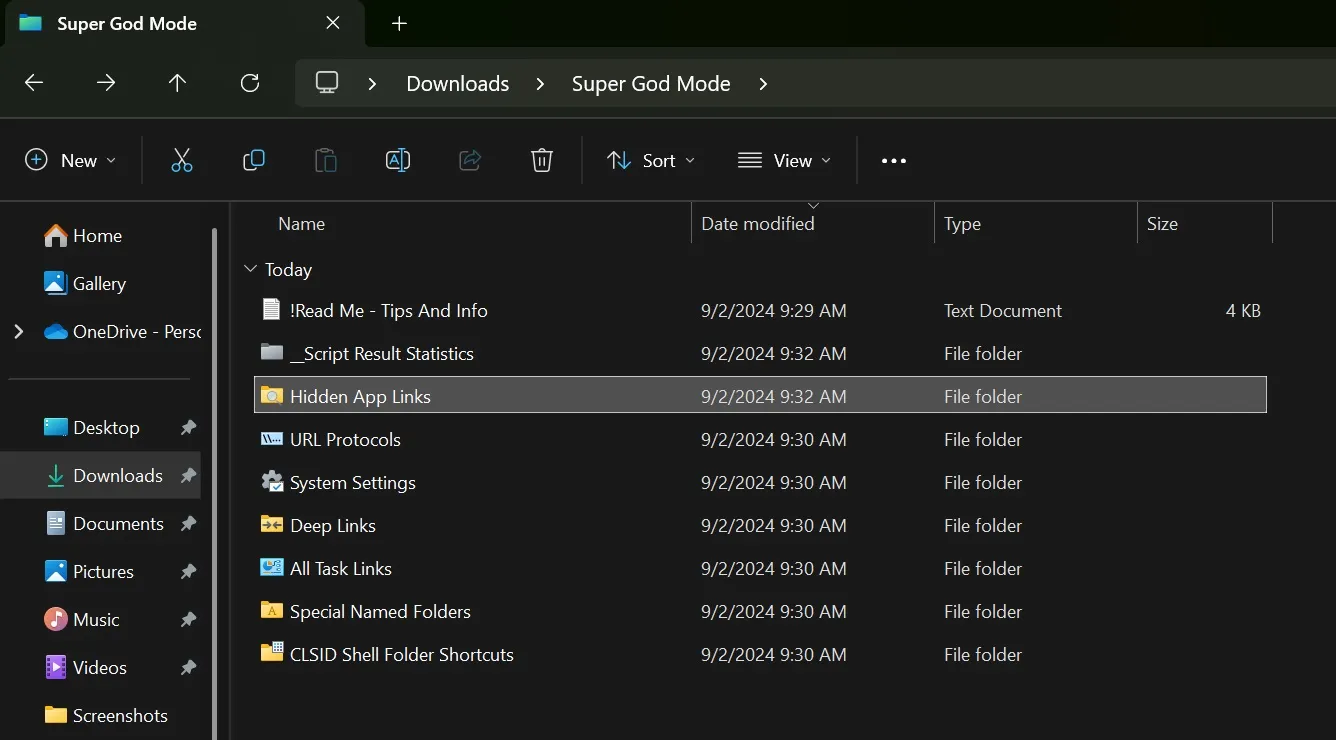 modalità super dio in windows 11 24h2