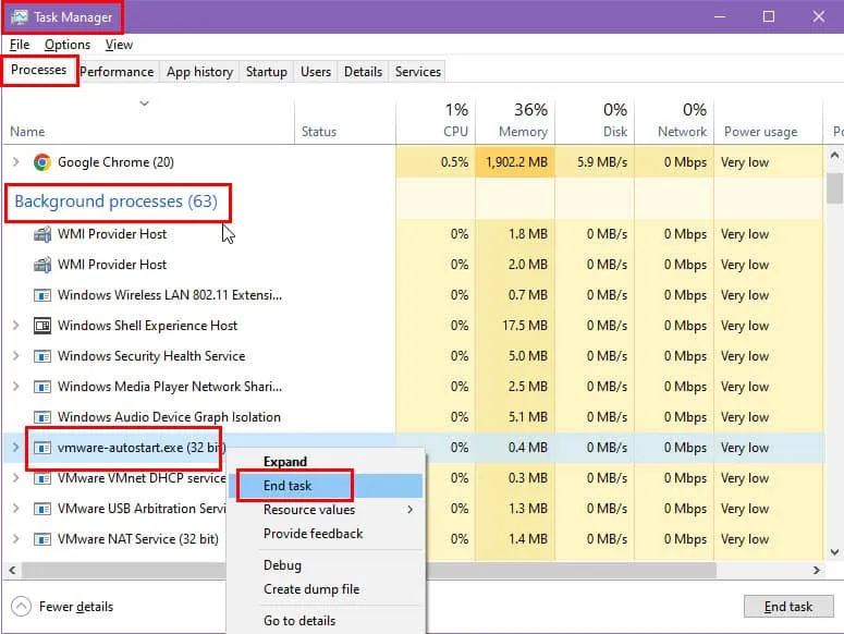 Informazioni generali sul task manager