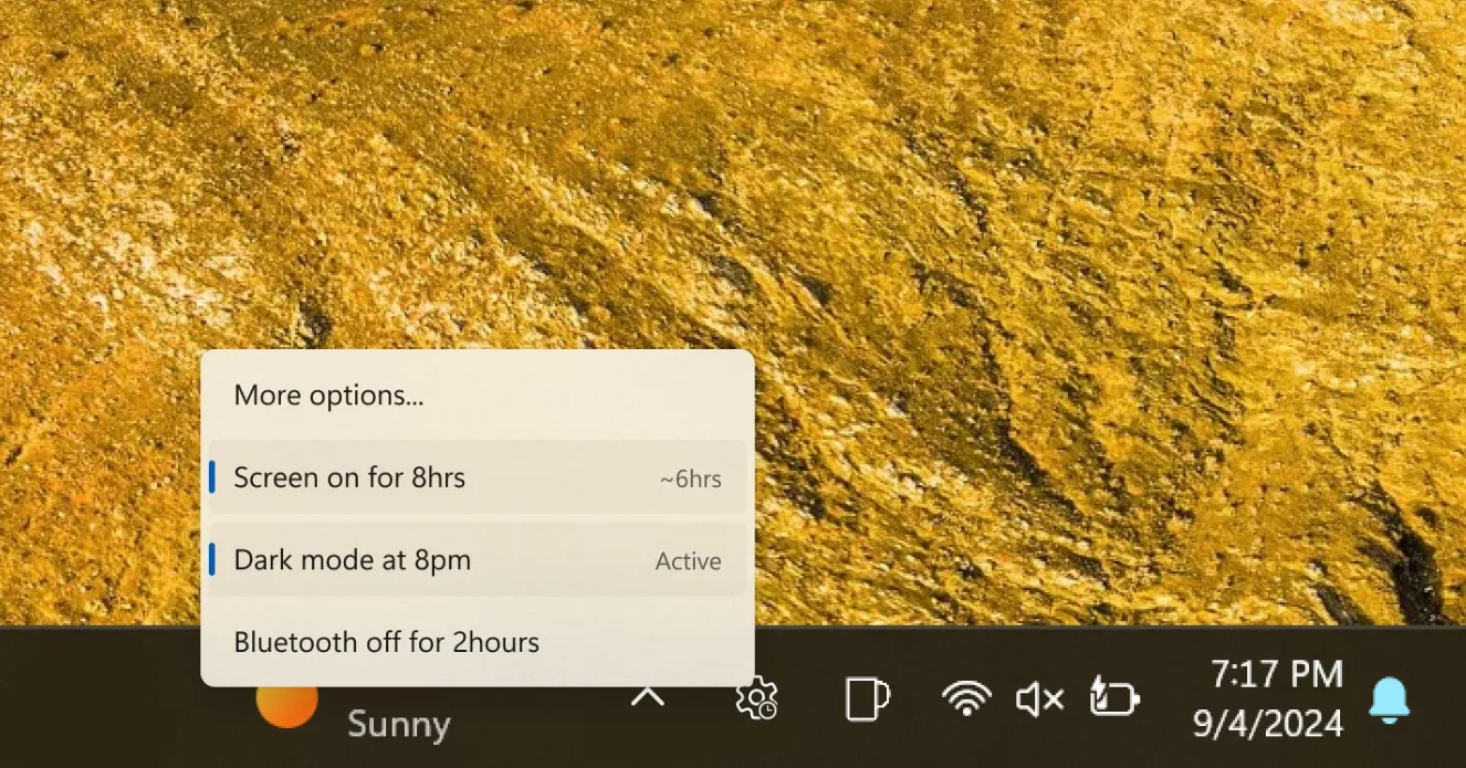 Taskbar settings scheduler