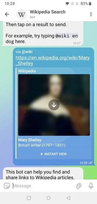 Searching Wikipedia with a bot on Telegram.