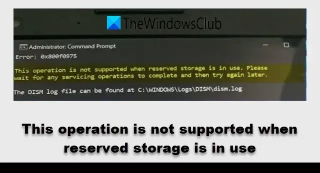 Operation Not Supported with Reserved Storage Enabled