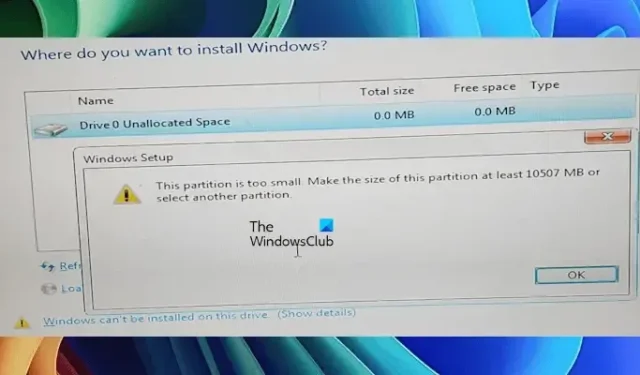 How to Fix ‘This Partition is Too Small’ Error When Installing Windows