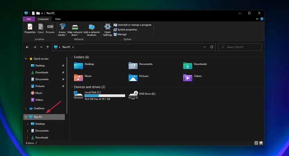 administrador de archivos windows 11 esta pc