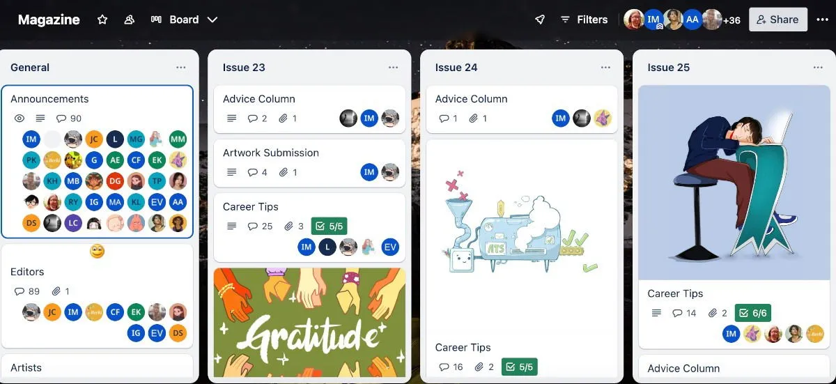 Trello-Ansicht von Boards