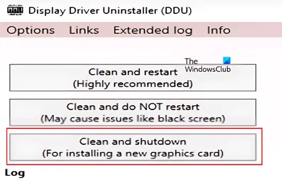 Désinstaller le GPU avec DDU et arrêter