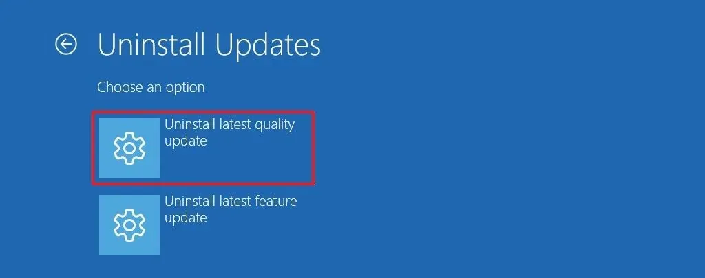 Desinstalar a atualização de qualidade mais recente