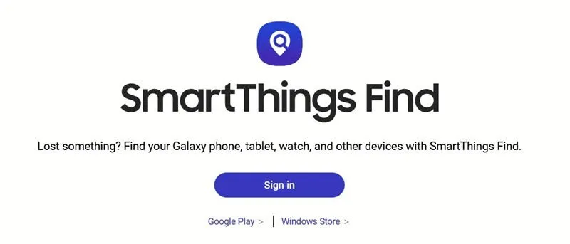 Accesso con account Samsung in SmartThings Find.