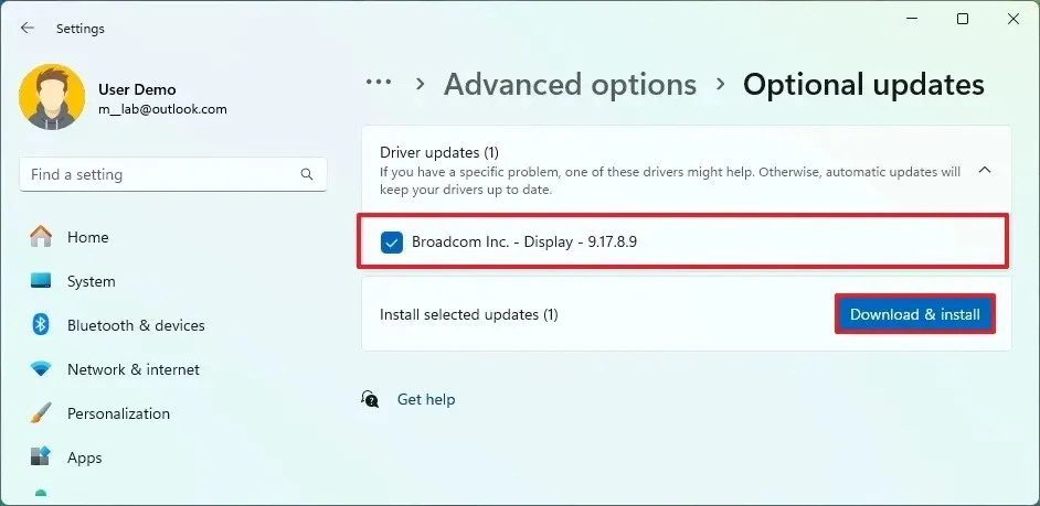 Atualização de driver para corrigir BSOD