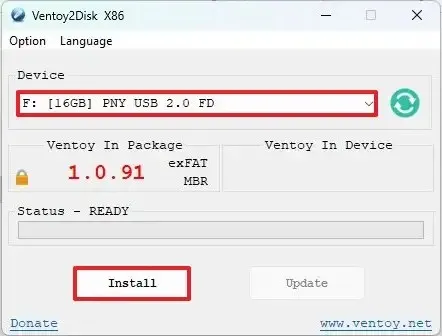 Instalação USB inicializável Ventoy