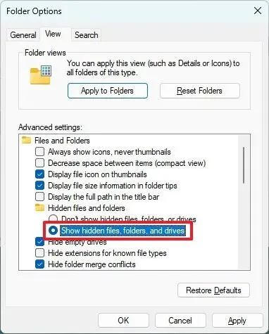 Pokaż ukryte pliki, foldery i dyski w systemie Windows 11