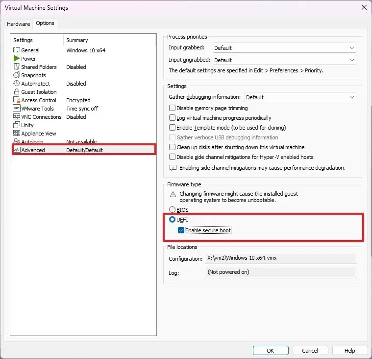 VMware에서 UEFI 및 보안 부팅 활성화