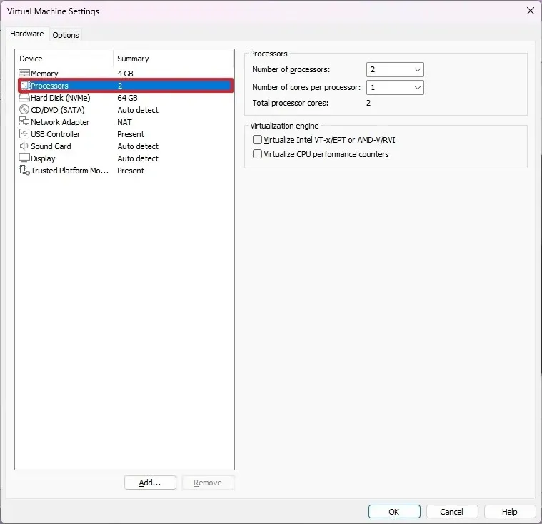 VMware VM-hardware-instellingen