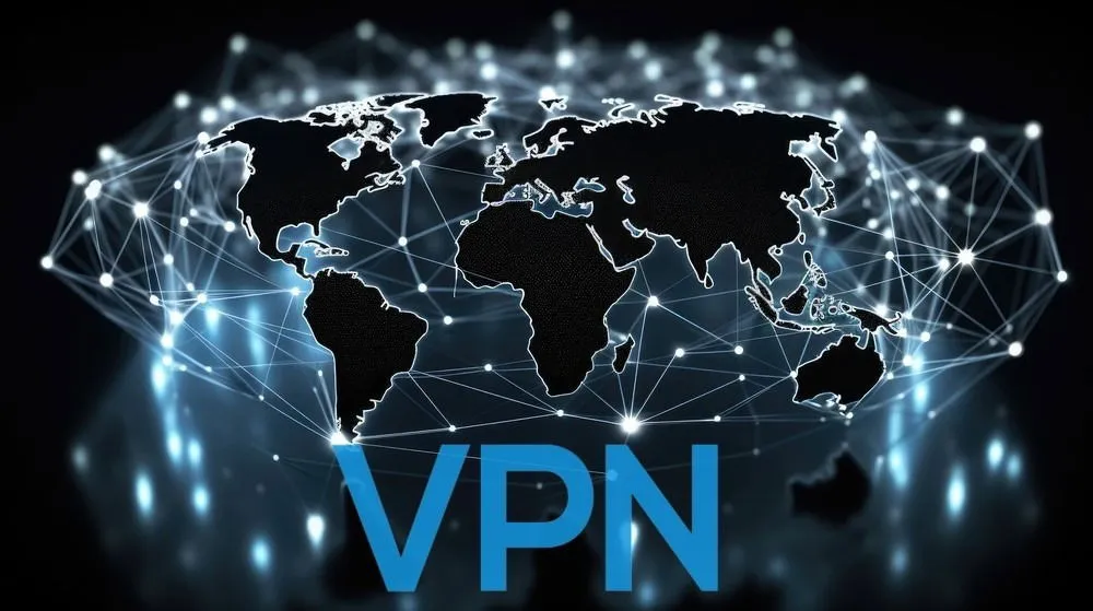 VPN on a world map with connections