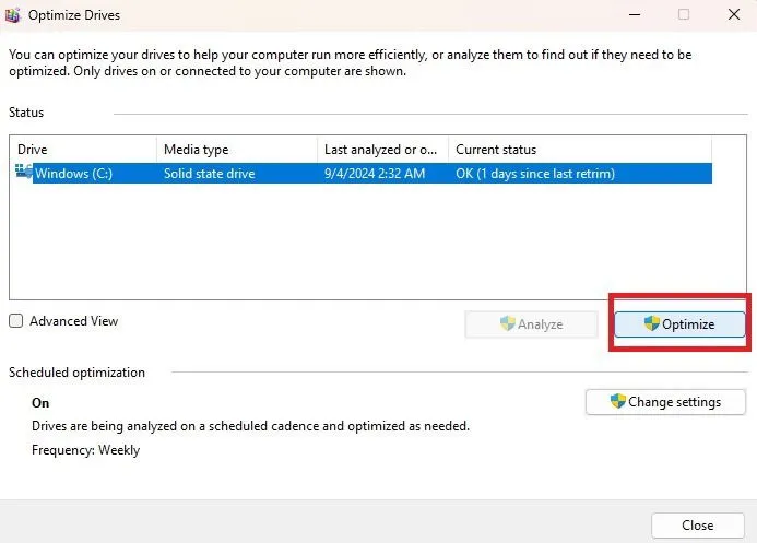 Optimizing an SSD on Windows.