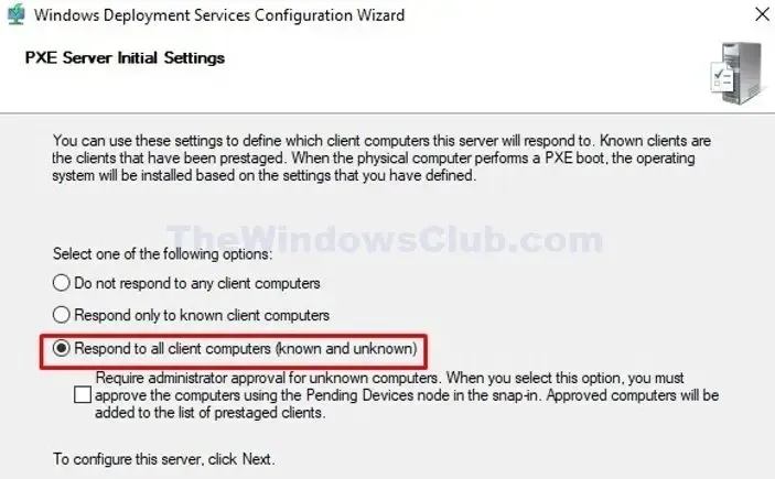 Wds Config Client Response Option