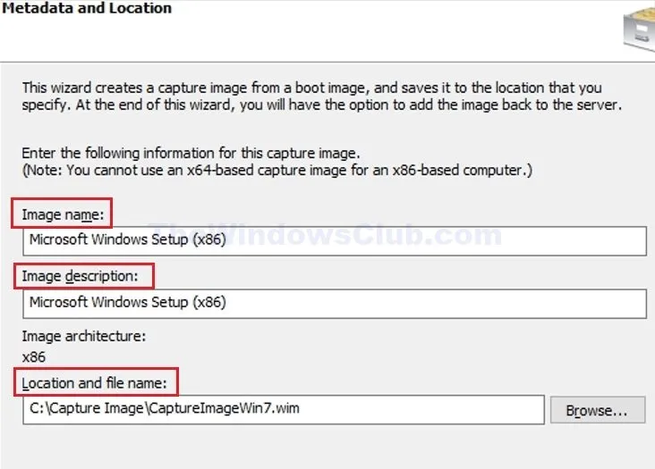 Detalles de captura de imagen del sistema operativo Wds Ingresar