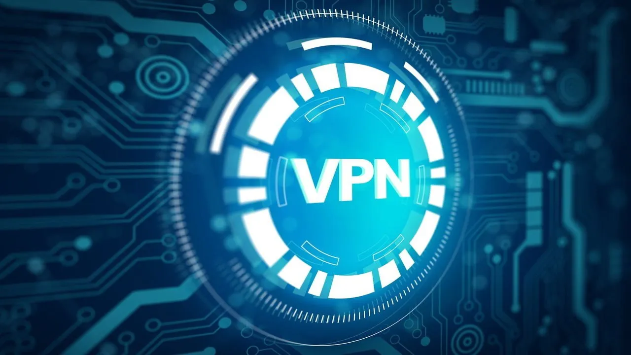 VPN written on a high tech background