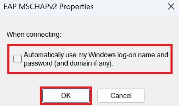 Opção de autenticação automática de configuração de WiFi