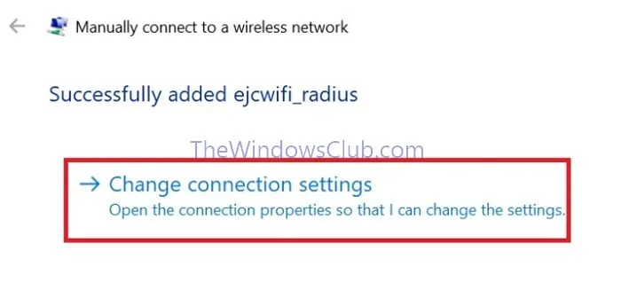 WiFi Setup Change Connection Settings