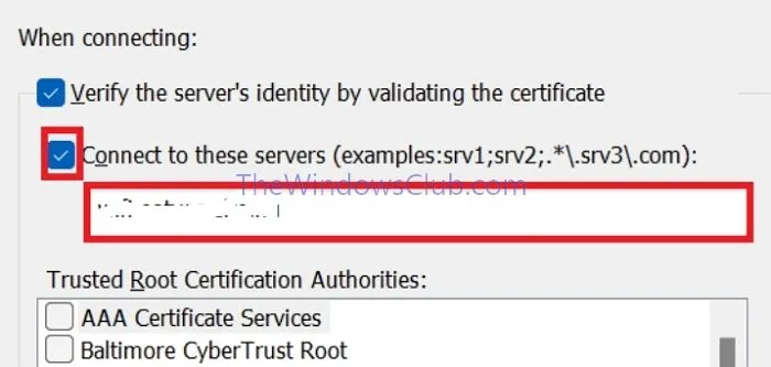 Configuración de WiFi Verificar la identidad del servidor