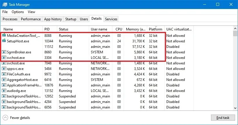 Windows 10 タスク マネージャーから 32 ビットおよび 64 ビット アプリを確認する