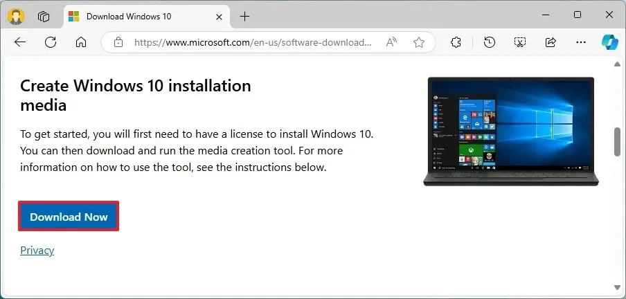 Windows 10 媒體建立工具下載