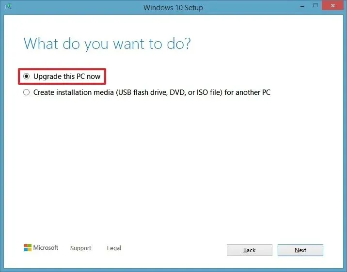 Windows 10 upgrade option from 8.1