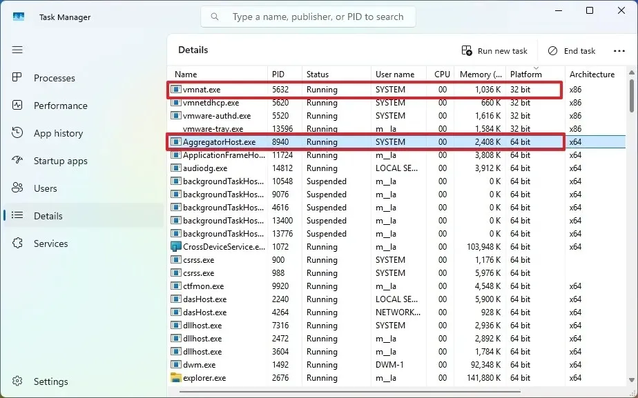 Windows 11 從工作管理員檢查 32 位元和 64 位元應用程式