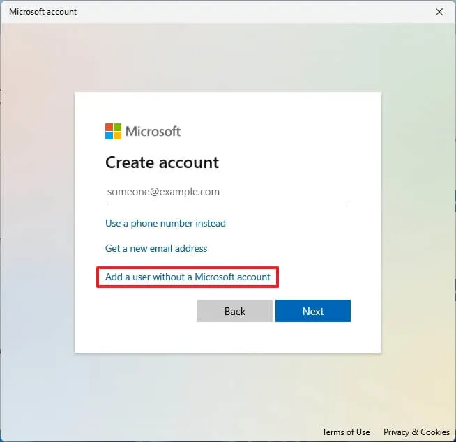 Optie voor lokale Windows 11-account