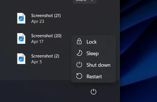 Bouton de verrouillage du menu Démarrer de Windows 11