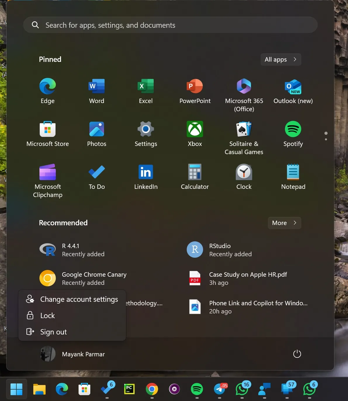 Menu Start di Windows 11 vecchio design