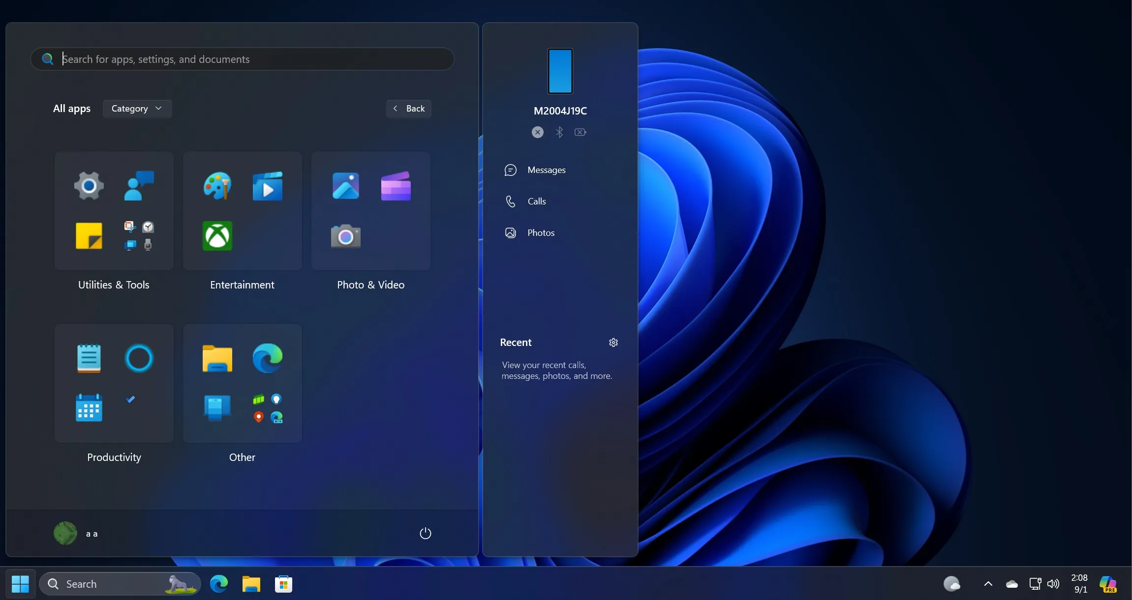 Nouvelle disposition du menu Démarrer de Windows 11