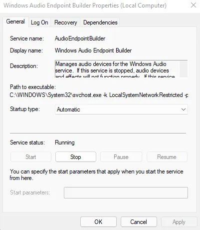 Correzione audio di Windows