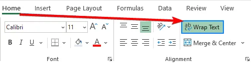 tekst inpakken excel