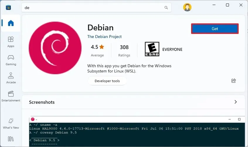 Instalar distribución de Linux en Microsoft Store