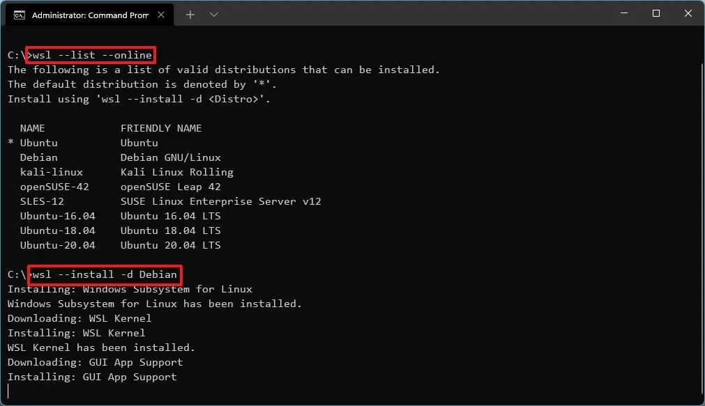 Windows 11: WSL-spezifische Distribution installieren