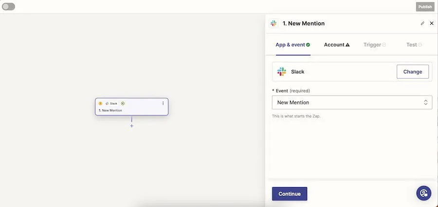 Creating an automation via Zapier for the Slack app