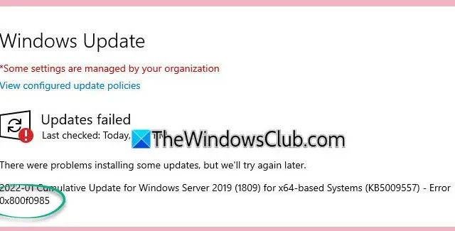 Jak rozwiązać błąd 0x800f0985 w usłudze Windows Update