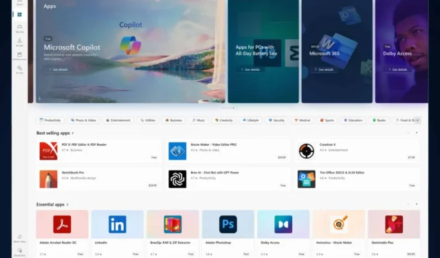 Entdecken Sie die neue Microsoft Store-Startseite und den Kategoriebereich für einfacheres Durchsuchen von Spielen und Apps