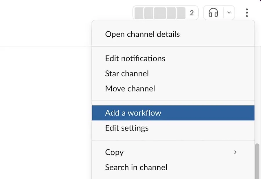 Hinzufügen eines Workflows zu einer Leinwand in der Slack-App