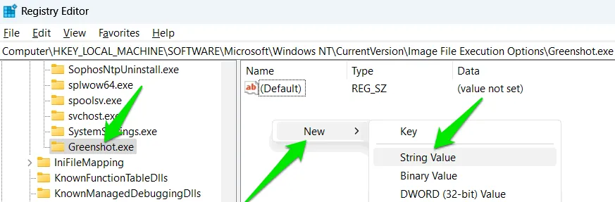 Creating a new string value in the registry