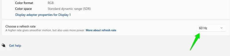 Adjust Refresh Rate Windows 11 settings