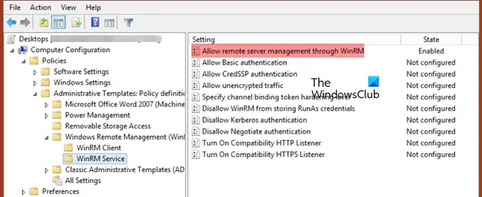 Configuring WinRM with Group Policy Management Console