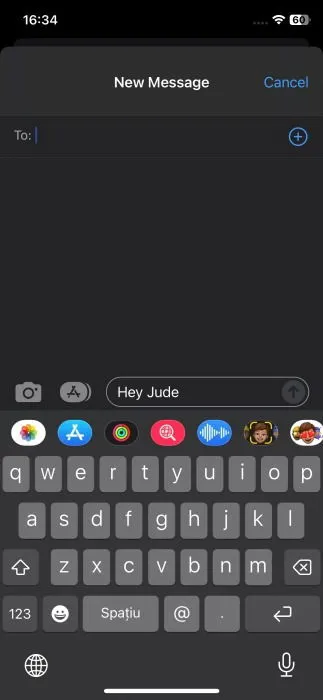 Creating a new iMessage on iPhone.