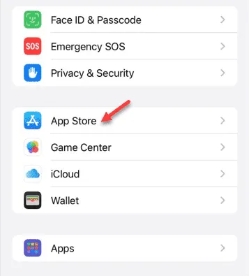 impostazioni dell'app store